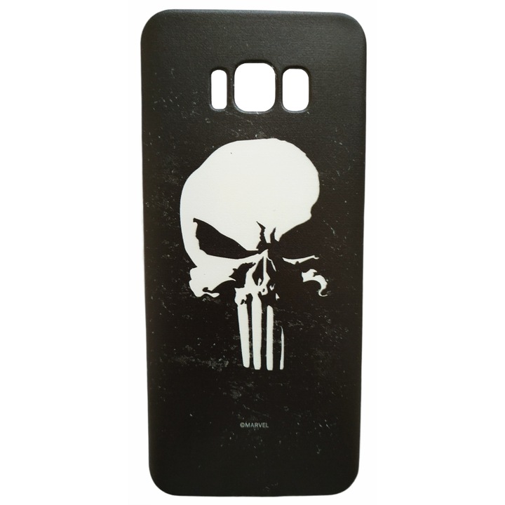 Предпазен гръб Marvel Punisher, 002, за Samsung Galaxy S8 Plus, Черен/Бял