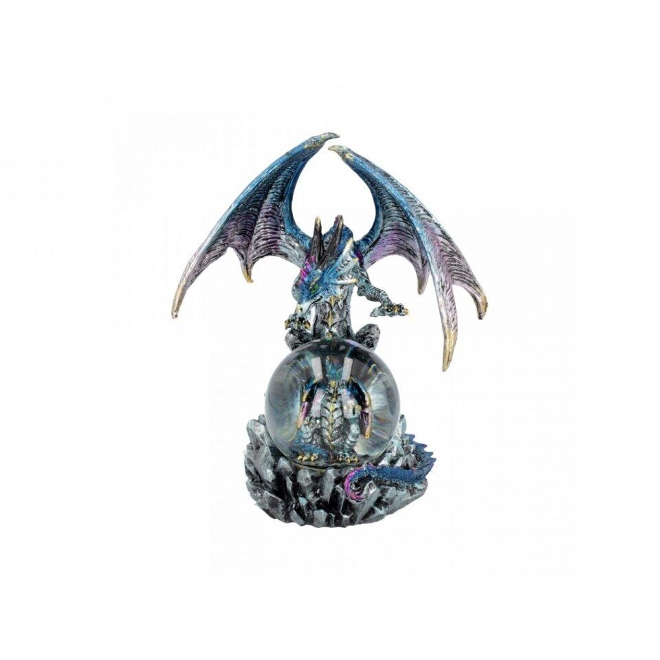 Statueta dragon cu glob Oracolul Azuriu 19 cm