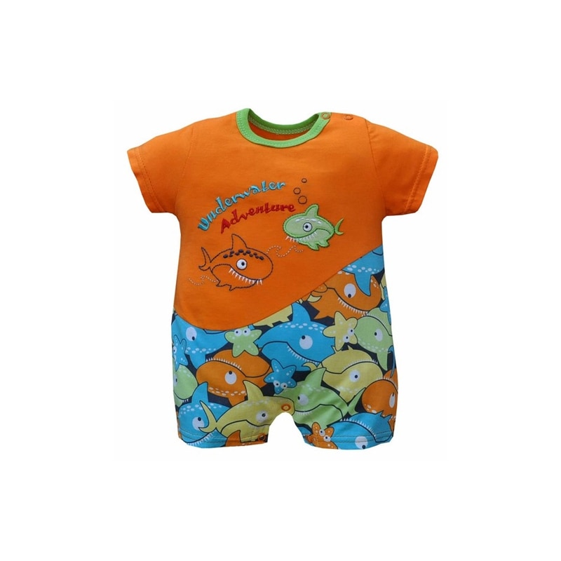 Salopeta de vara pentru baieti Koala Nemo 03-683P, Portocaliu 62 cm