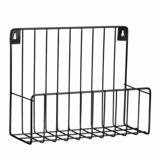 Raft metalic Pufo Home cu suport pentru organizare si depozitare, 26 x 21 cm, negru