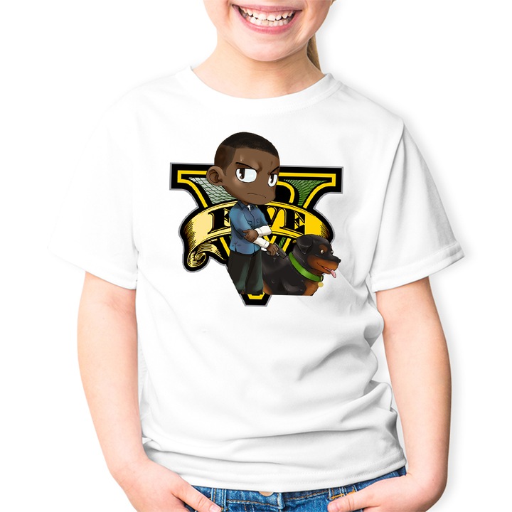 Gyermek póló Grand Theft Auto Franklin GTA, Fehér