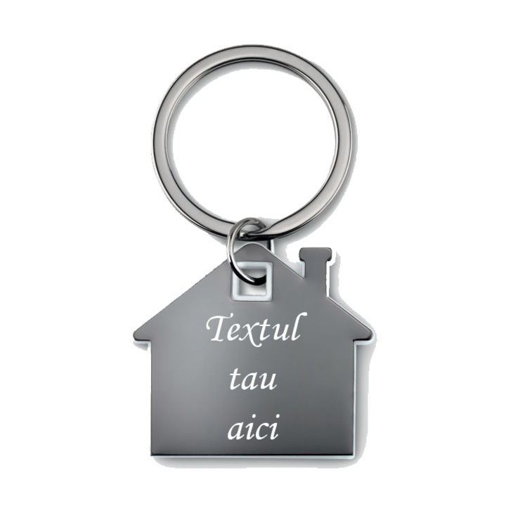 Ключодържател от пластмаса и неръждаема стомана, бял, персонално гравиран с Ваш текст