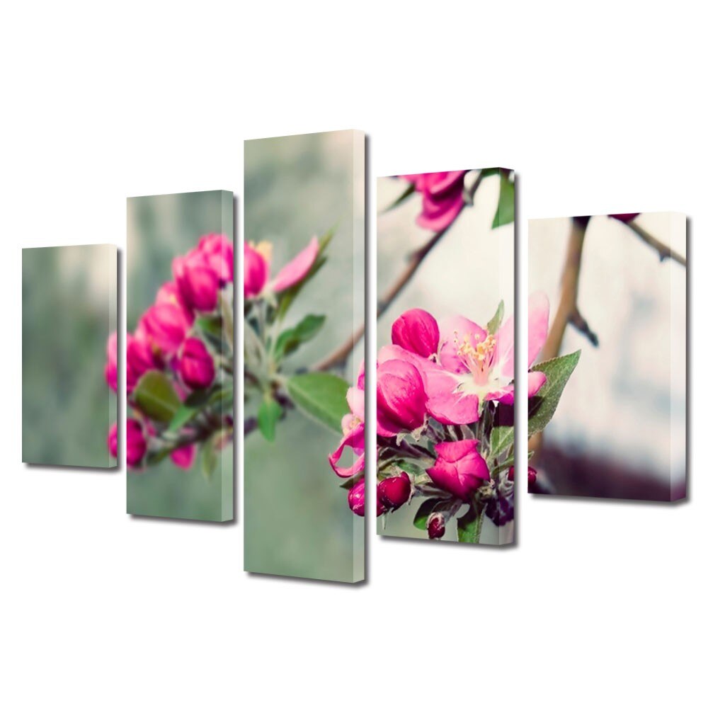 Tablou Multicanvas 5 Piese Flori, Frumusetea naturii, 45 x 75 cm