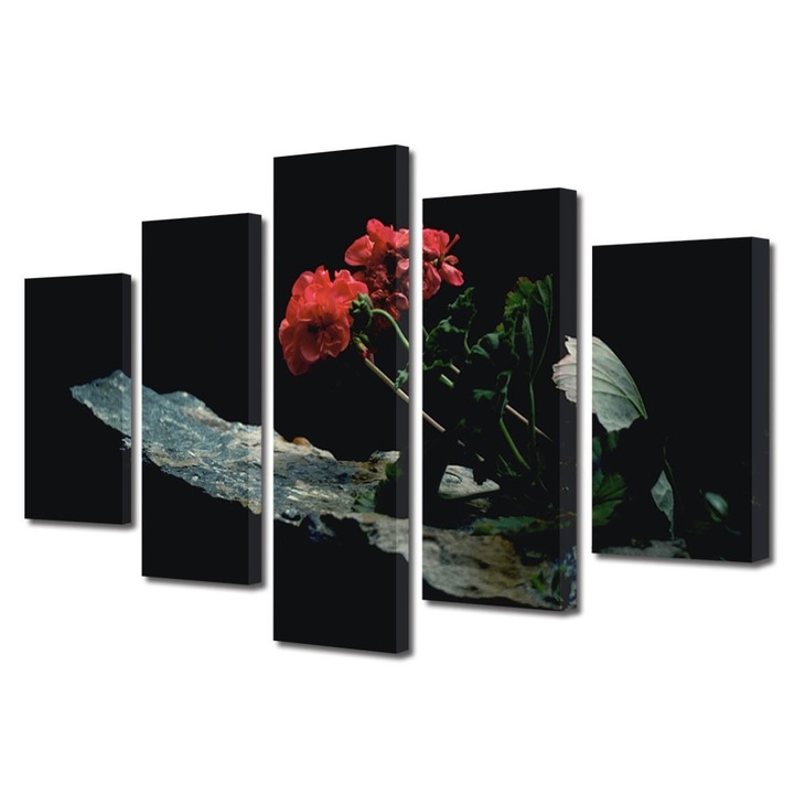 Tablou Multicanvas 5 Piese Flori, Inflorite, 100 x 175 cm