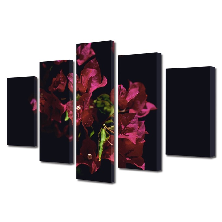 Tablou Multicanvas 5 Piese Flori, Floricica, 120 x 225 cm