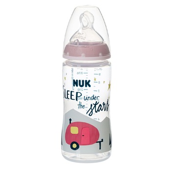 Biberon cu tetina din silicon 300 ml Nuk First Choice+ Limited Edition 216258, Roz 6-18 luni Biberon cu tetina din silicon 300 ml Nuk First Choice+ Limited Edition 216258, Roz 6-18 luni