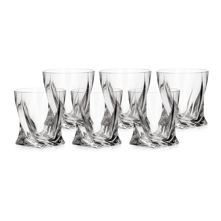 Set 6 pahare de whisky Crystalite Bohemia QUADRO, 340 ml, Transparent