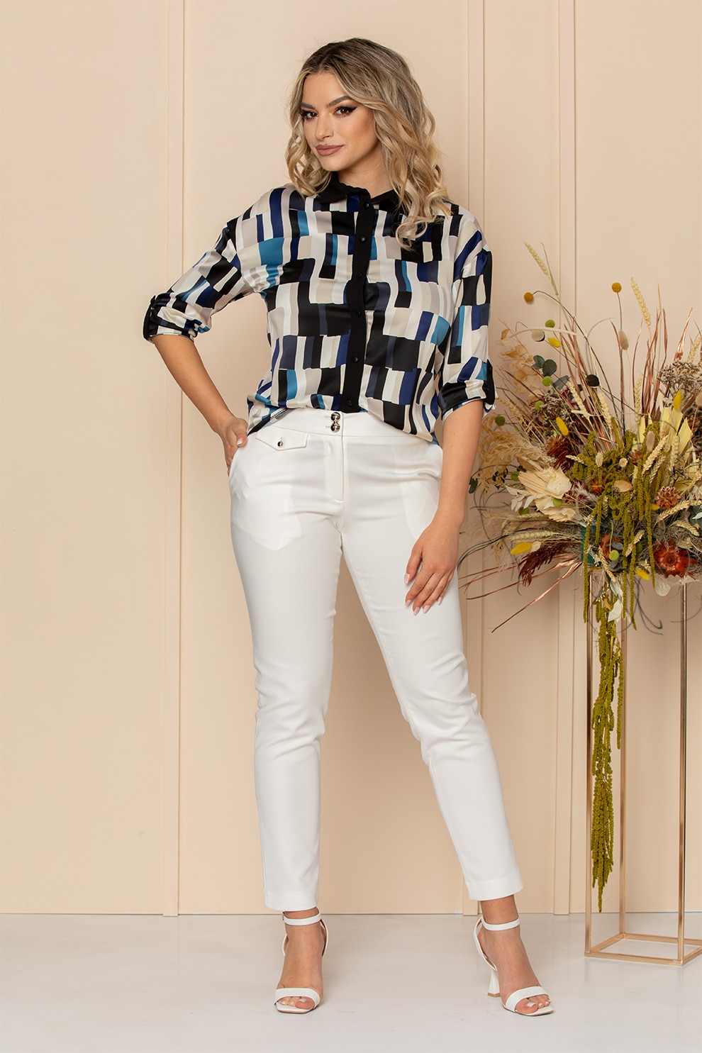 BAROCCA, Camasa cu model in dungi si maneci cazute, Multicolora