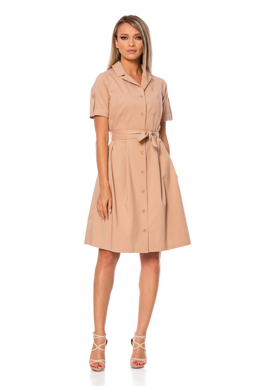 Barocca, Rochie-camasa cu cordon detasabil, Bej