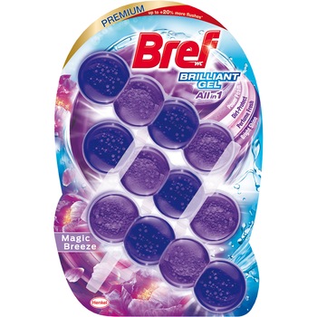 Odorizant toaleta Bref Brilliant Gel, Magic Breeze, 3x42 g Odorizant toaleta Bref Brilliant Gel, Magic Breeze, 3x42 g