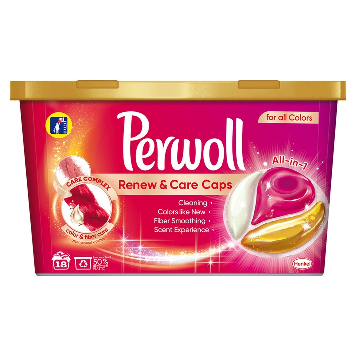 Detergent capsule Perwoll Renew & Care, Color, 18 spalari