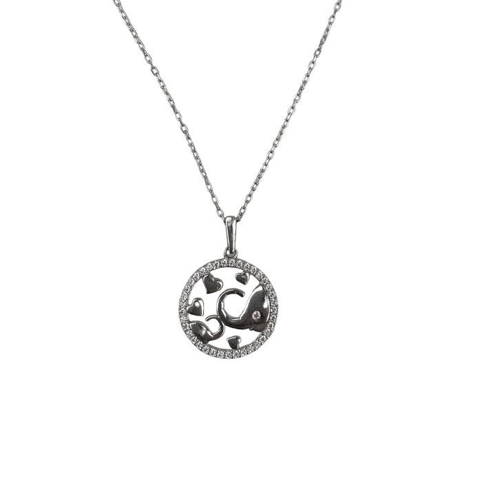 Colier Argint 925 Elefant in Cerc cu Zirconii, 42 cm