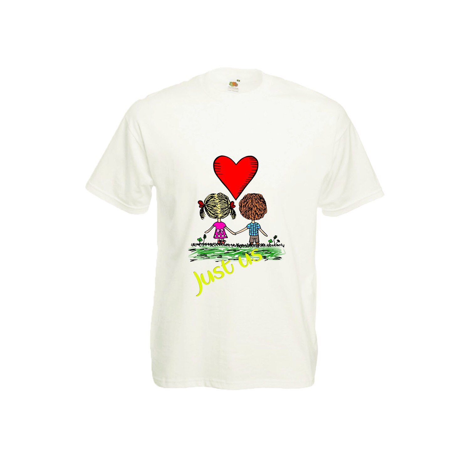 Tricou imprimeu grafic Just us, alb, S