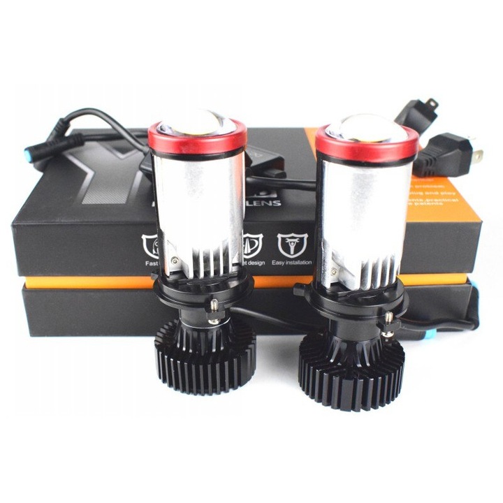 Set 2 Lupe Bi Led H4 putere 50W luminozitate 8000 Lumeni 12V G7-H4