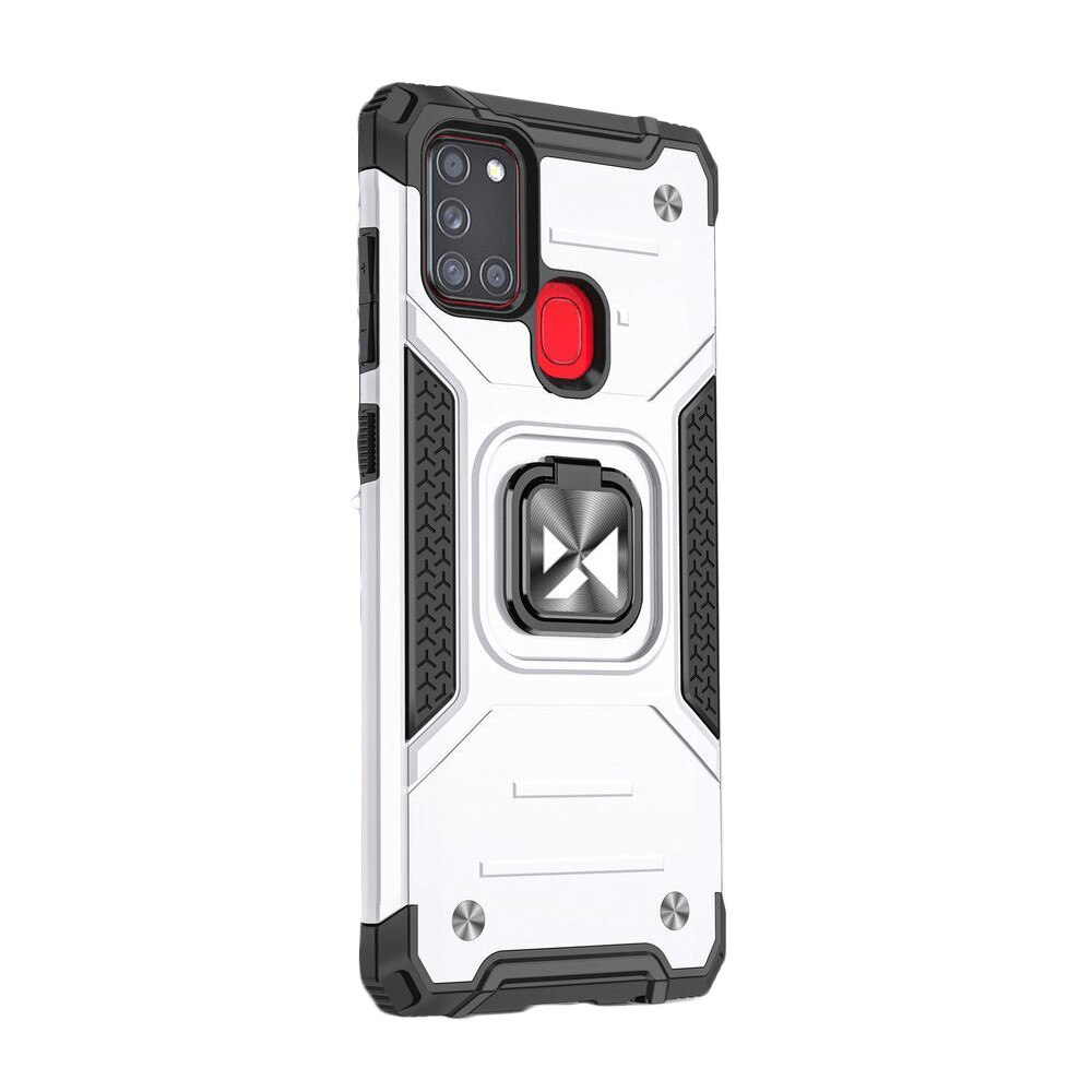 Husa Compatibila Samsung Galaxy A21S, Ring Armor Case Kickstand, Wozinsky, Silver