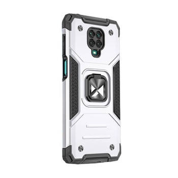 Husa Compatibila Xiaomi Redmi Note 9 Pro / Redmi Note 9S, Ring Armor Case Kickstand, Wozinsky, Silver Husa Compatibila Xiaomi Redmi Note 9 Pro / Redmi Note 9S, Ring Armor Case Kickstand, Wozinsky, Silver