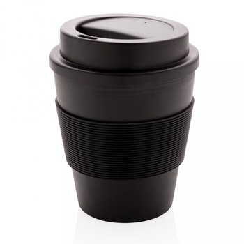 Cana de cafea 350 ml, capac insurubabil, Everestus, 20IAN361, Polipropilena, Silicon, Negru, saculet inclus Cana de cafea 350 ml, capac insurubabil, Everestus, 20IAN361, Polipropilena, Silicon, Negru, saculet inclus