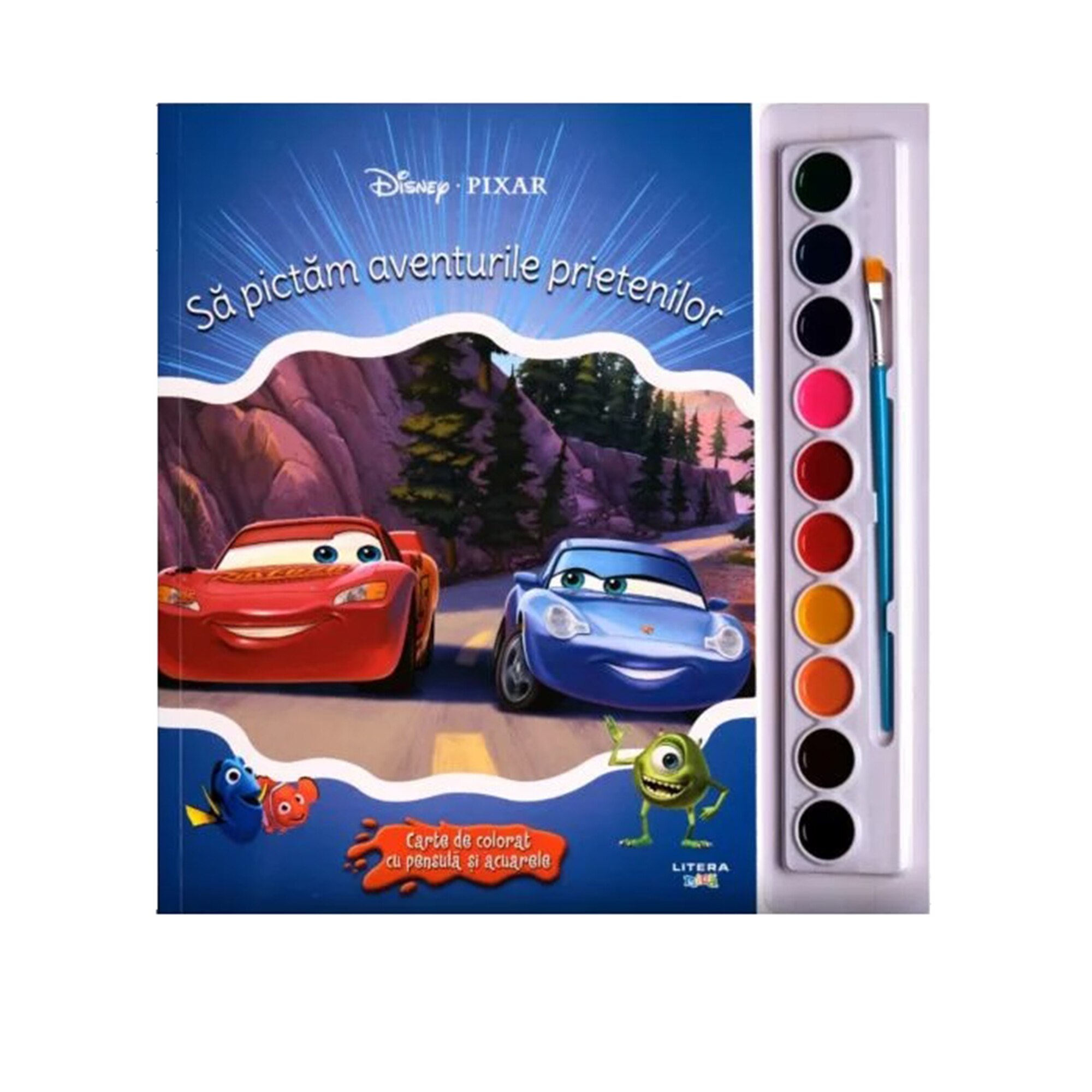 Disney. Pixar. Sa pictam aventurile prietenilor. Carte de colorat cu pensule si acuarele