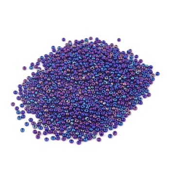 Pachet margele creative din sticla rotunde 15 g - mov cu irizatii, 2 mm Pachet margele creative din sticla rotunde 15 g - mov cu irizatii, 2 mm