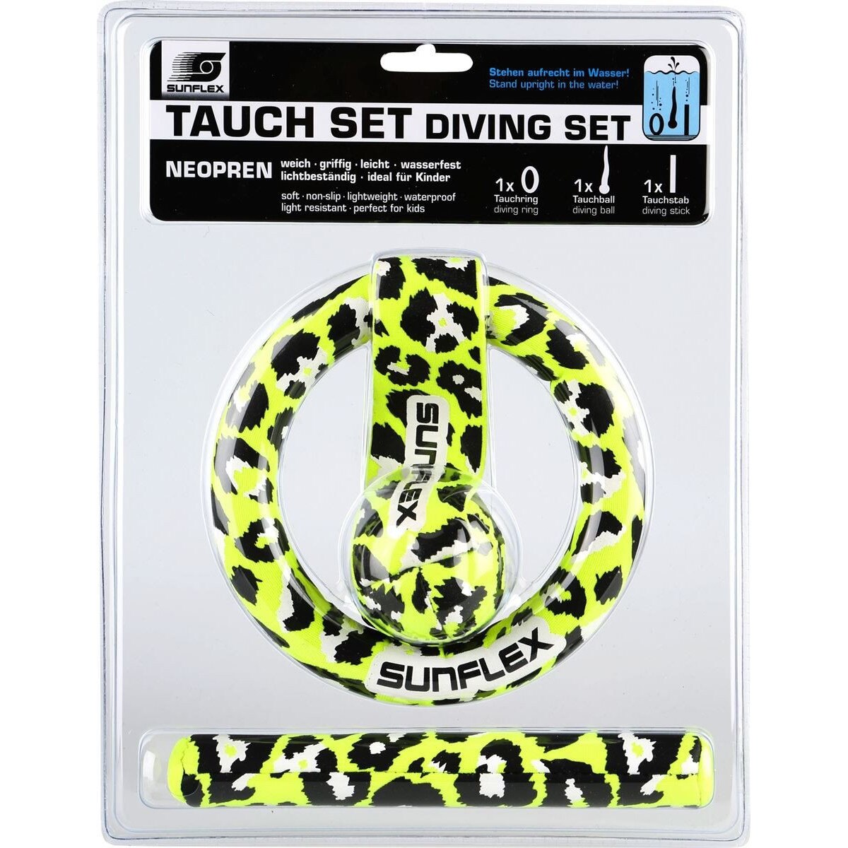 Jucarii pentru piscina Sunflex, Diving set Neoremix, Animal Print, Galben