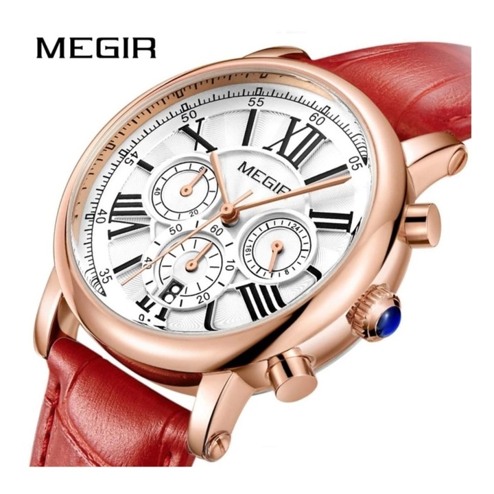 Ceas dama Megir ML2058L cronograf afisaj data