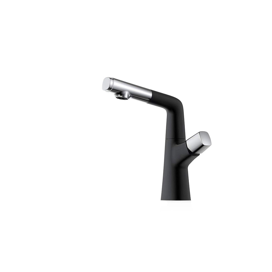 Baterie bucatarie cu dus extractibil, alama sanitara, crom si negru, MP016H/C