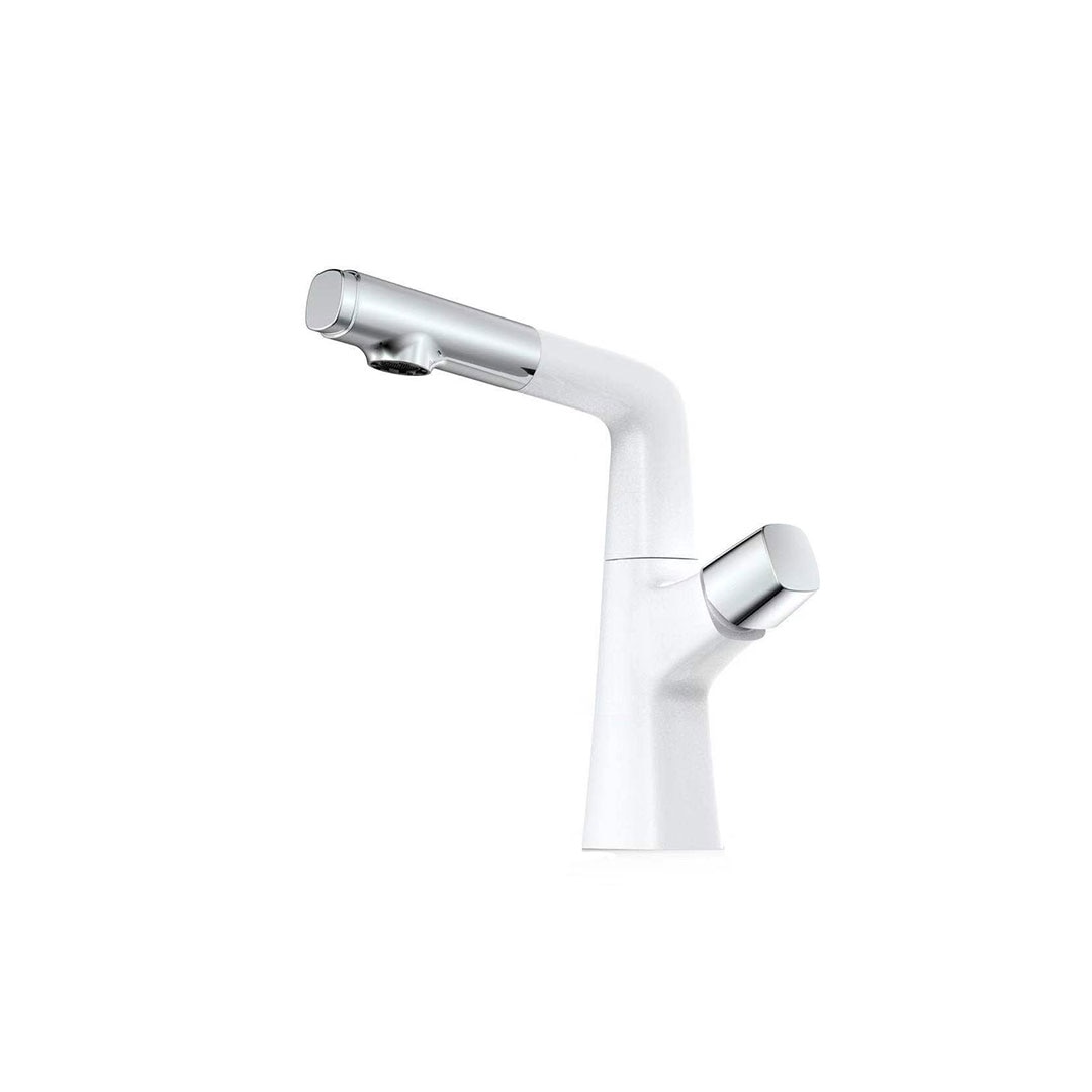 Baterie bucatarie cu dus extractibil, alama sanitara, crom si alb, MP016B/C