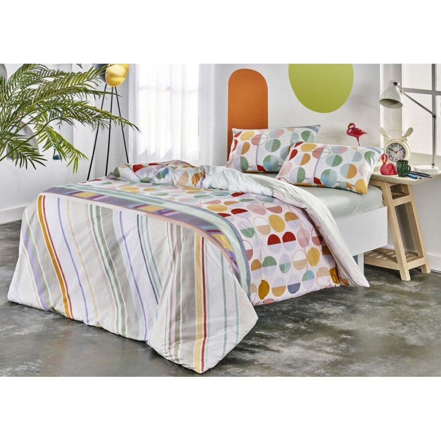 Lenjerie de pat cu elastic pentru saltea de 160x200cm, bumbac 100% ranforce, 4 piese, TAC, Reed