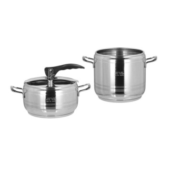 Set 2 oale sub presiune Orion, Otel inoxidabil, 4 / 7 l, Argintiu Set 2 oale sub presiune Orion, Otel inoxidabil, 4 / 7 l, Argintiu
