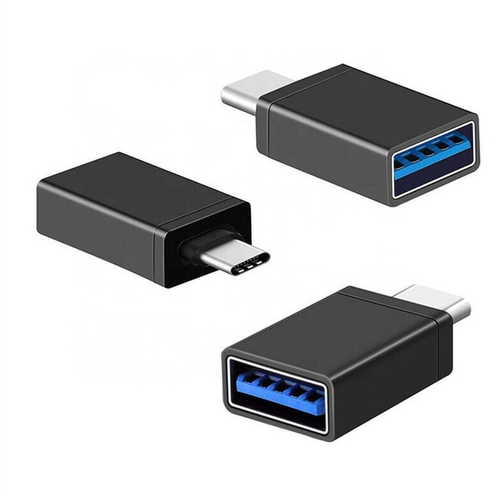 3 db Pili-Paradise adapterből álló készlet, USB C - USB 3.0 csatlakozóval, fekete