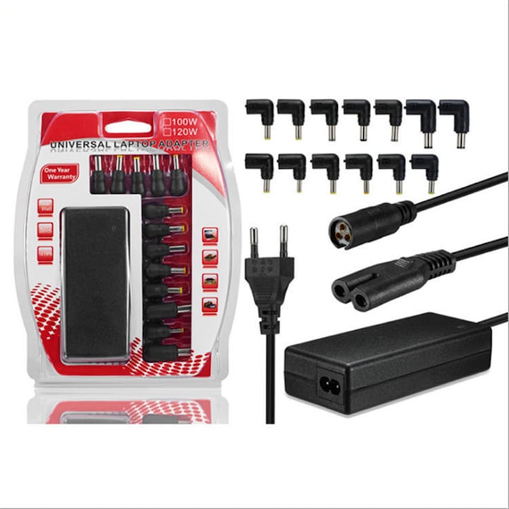 Incarcator tip adaptor universal pentru laptop si alte dispozitive, 100/120 W,13 mufe, Negru, BBL2271
