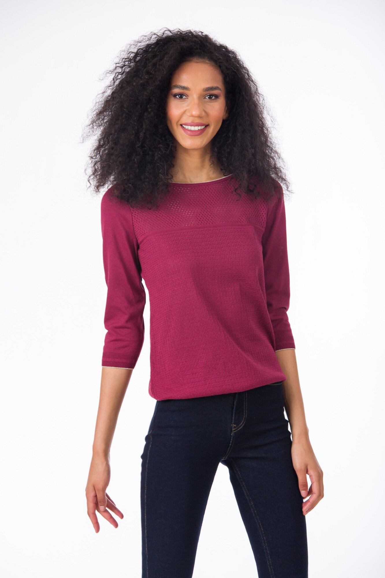 Bluza BE YOU torsade mici, Rosu Bordeaux