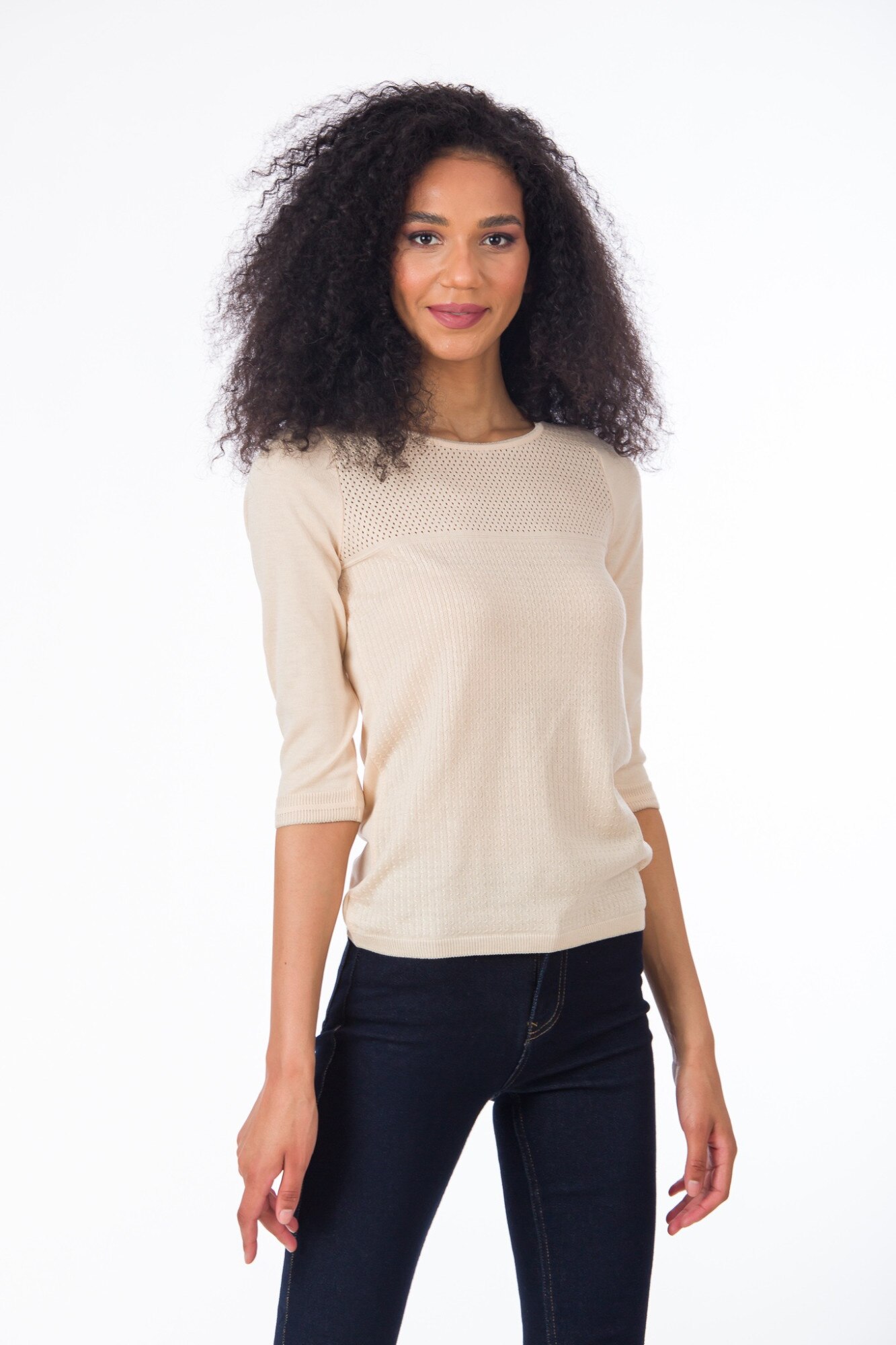 Bluza BE YOU torsade mici, Bej