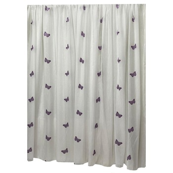 Perdea alba 1000x245cm cu broderie de fluturi mov, cu rejansa by Liz Line - RD20610 Perdea alba 1000x245cm cu broderie de fluturi mov, cu rejansa by Liz Line - RD20610