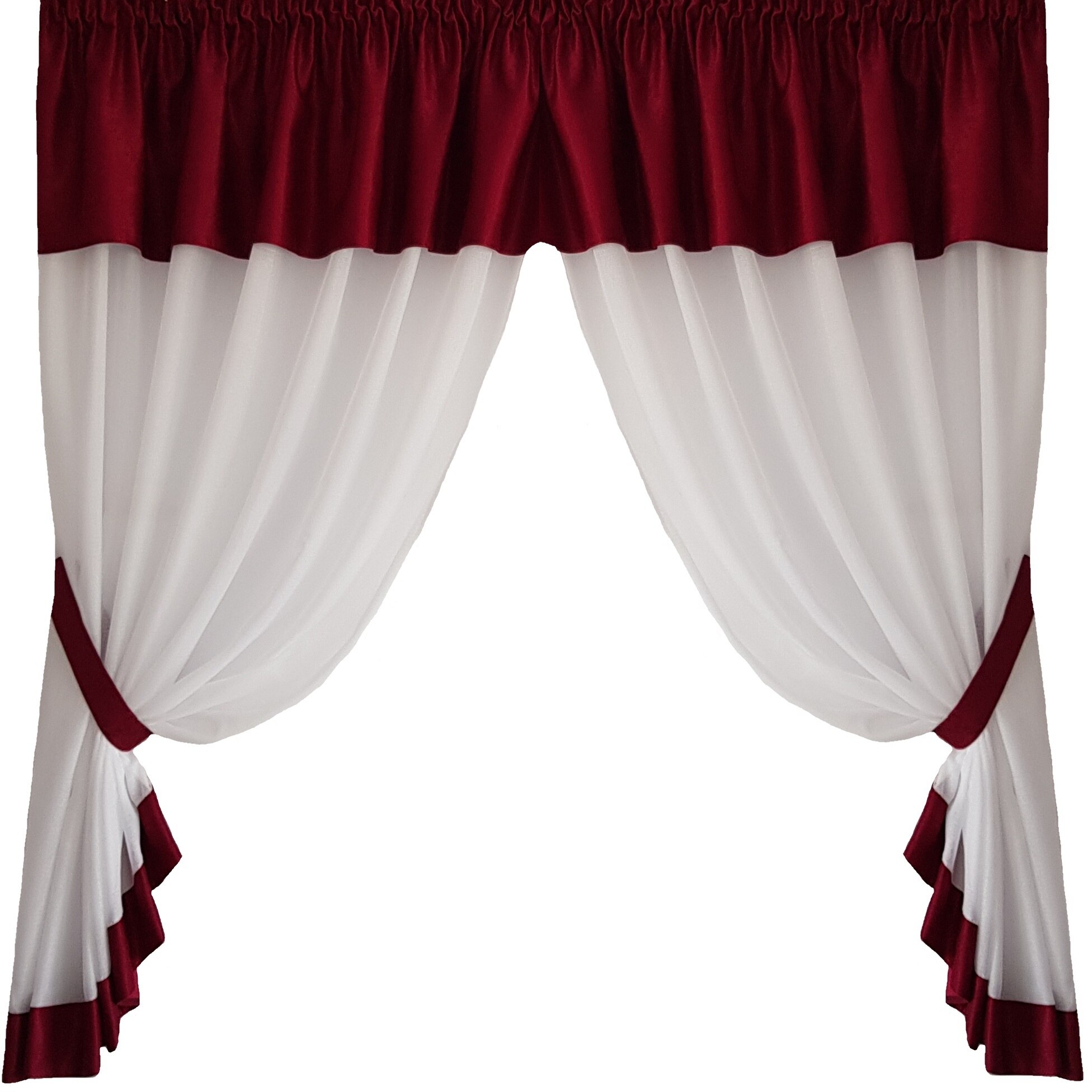 Perdea Decorint confectionata (PB.568), Alb, soft bordo, 300 x 150