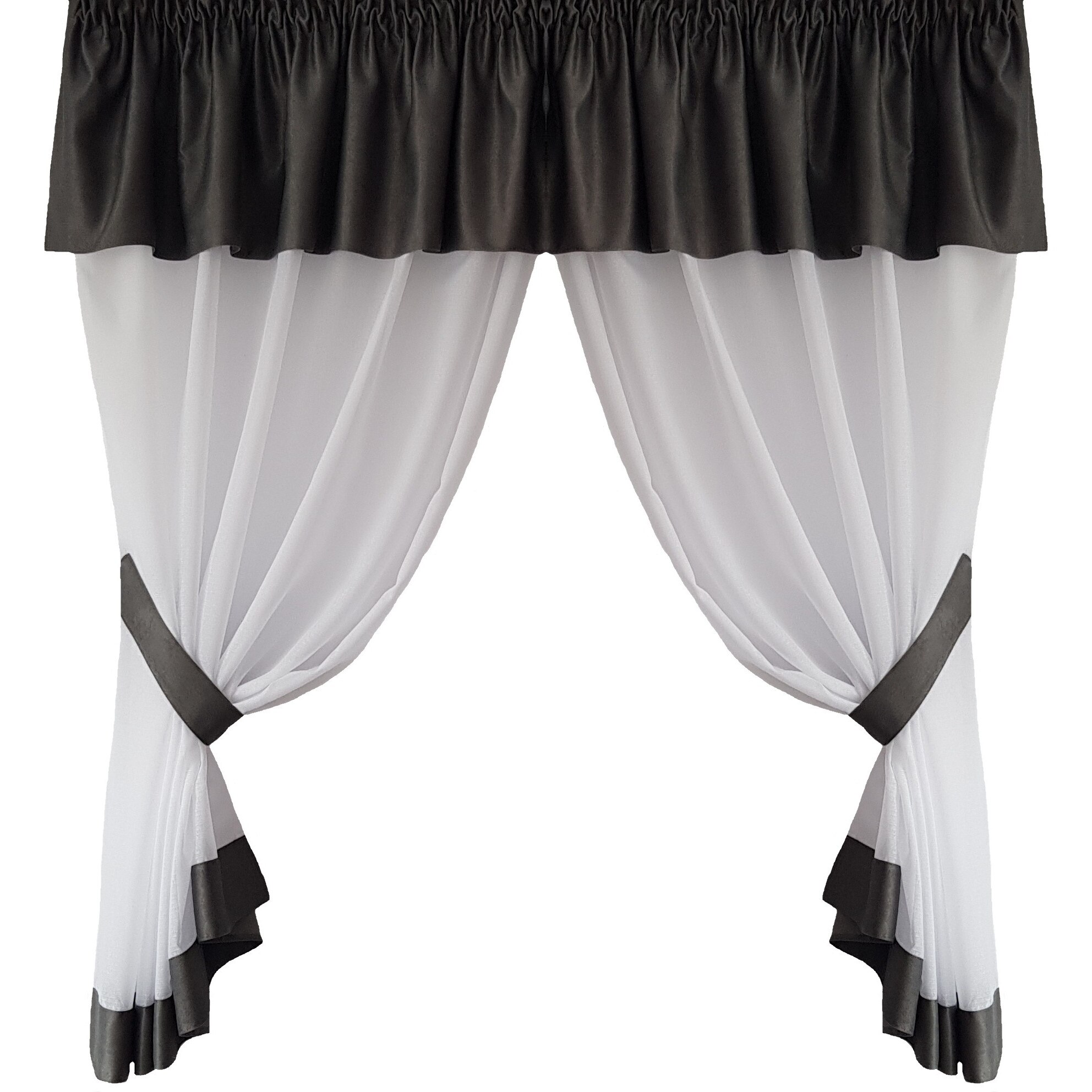 Perdea Decorint confectionata (PB.569), Alb, soft gri, 300 x 150