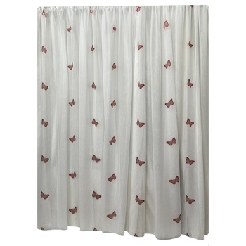 Perdea alba 800x245cm cu broderie de fluturi rosii, cu rejansa by Liz Line - RD2078 Perdea alba 800x245cm cu broderie de fluturi rosii, cu rejansa by Liz Line - RD2078