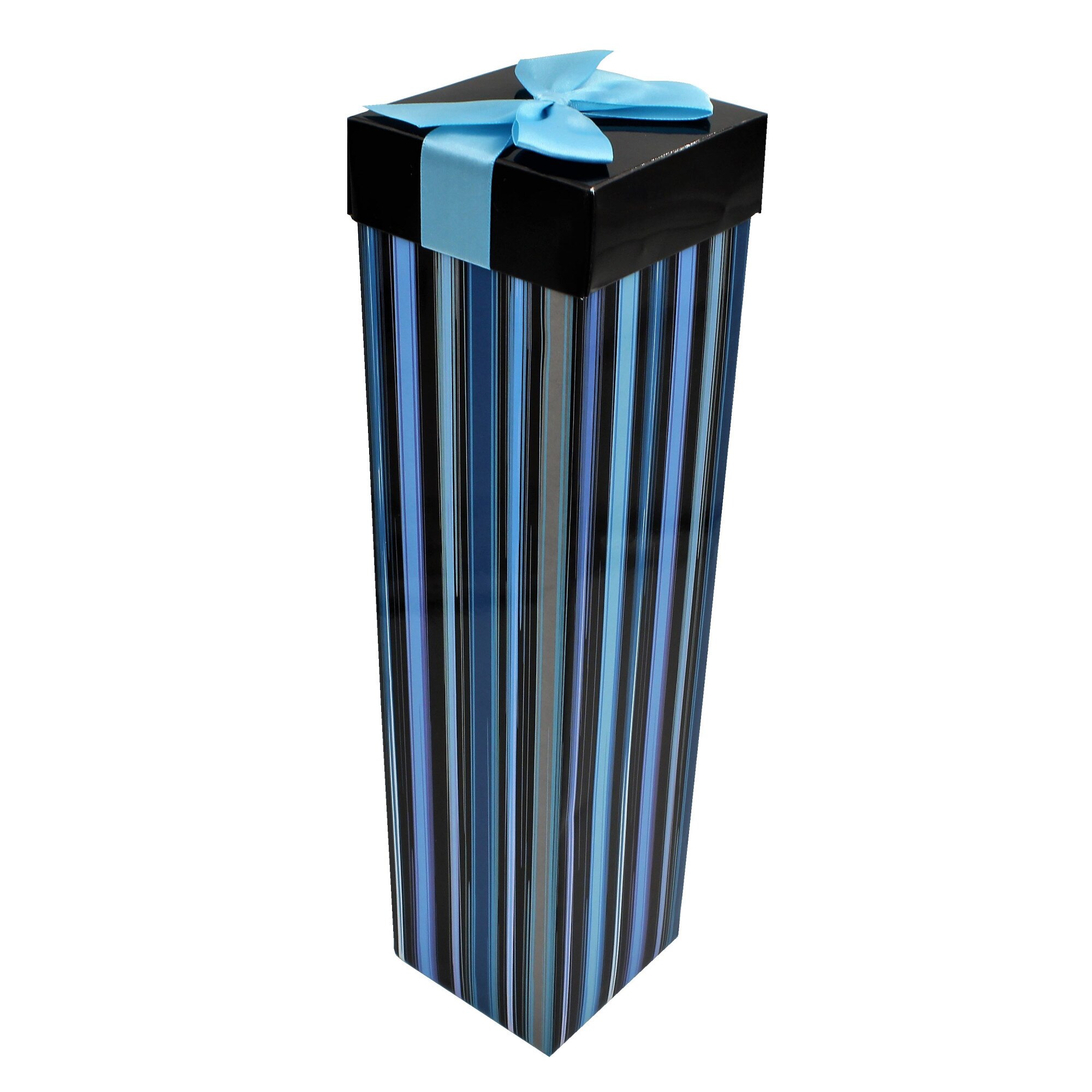 Cutie cadou pentru bauturi, dungi albastre, 34,5x9x9cm