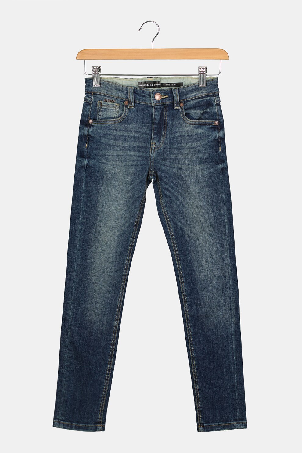 GUESS JEANS, Blugi skinny cu aspect decolorat, Albastru