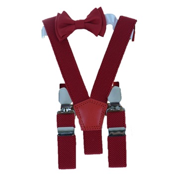 Set doua piese bretele si papion pentru baieti Topgal 09090, Rosu 60 cm Set doua piese bretele si papion pentru baieti Topgal 09090, Rosu 60 cm