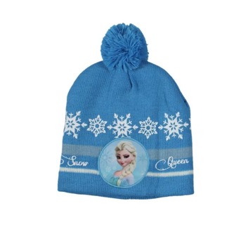 Caciula groasa Frozen Elsa cu ciucure 6705, Albastru Caciula groasa Frozen Elsa cu ciucure 6705, Albastru