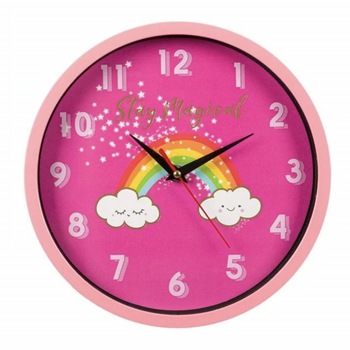 Ceas de perete pentru copii, model Norisorul Magic, 25 cm, Pufo, roz Ceas de perete pentru copii, model Norisorul Magic, 25 cm, Pufo, roz