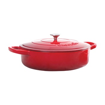 Vas cu capac Crock-Pot, fonta emailata, 4.7L, rotund, rosu Vas cu capac Crock-Pot, fonta emailata, 4.7L, rotund, rosu