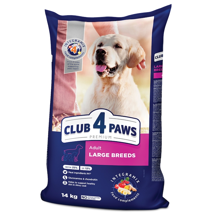 Hrana uscata completa Club 4 Paws Premium pentru caini adulti de talie mare, 14 kg