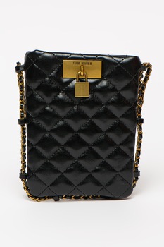 Steve Madden, Geanta crossbody de piele ecologica cu aspect matlasat Bcalled, Negru Steve Madden, Geanta crossbody de piele ecologica cu aspect matlasat Bcalled, Negru