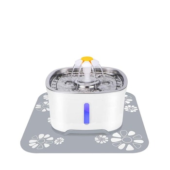 Fantana de apa pentru pisici din otel inoxidabil, Kosiil, automata, 2,5 l, filtre de carbune activ si covor de silicon impermeabil, Alb / Gri Fantana de apa pentru pisici din otel inoxidabil, Kosiil, automata, 2,5 l, filtre de carbune activ si covor de silicon impermeabil, Alb / Gri