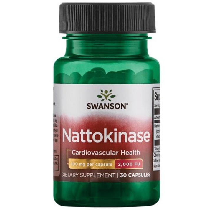 Swanson Étrendkiegészítő, szív és érrendszeri támogatás, 100 mg nattokináz, 2000 UF, Swanson nattokináz, 30 kapszula