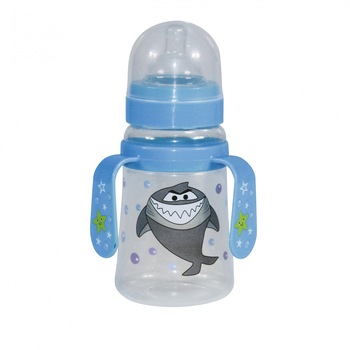 Biberon cu 2 manere si gat larg PP, Lorelli, 0 luni+, 250 ml, Blue Shark Biberon cu 2 manere si gat larg PP, Lorelli, 0 luni+, 250 ml, Blue Shark