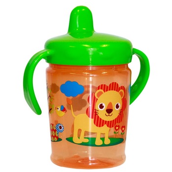 Cana cu toarte si cioc ergonomic, Lorelli, 6 luni+, Zoo Green Orange Cana cu toarte si cioc ergonomic, Lorelli, 6 luni+, Zoo Green Orange