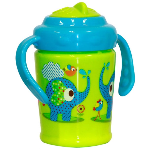 Cana cu manere, supapa anticurgere si pai PP, Lorelli, 6 luni+, 270 ml Zoo Blue